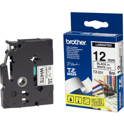 Recharge de ruban BROTHER TZE noir et blanc 12 mm