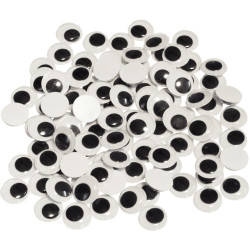 Sachet de 100 yeux mobiles à coller, diamètre 15 mm