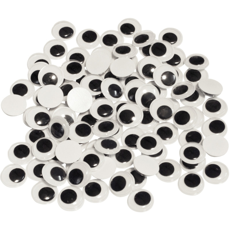 Sachet de 100 yeux mobiles à coller, diamètre 15 mm