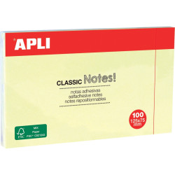 Bloc de 100 feuilles notes adhésif repositionnable, 125 x 75 mm, color