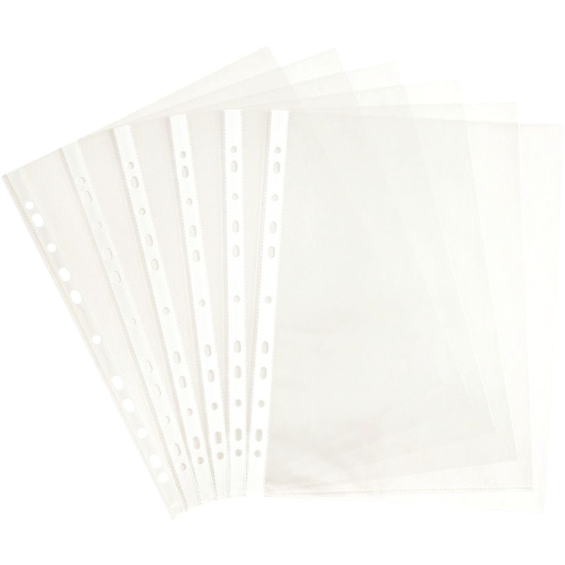 Carton de 500 pochettes perforées en polypropylène grainé 5/100ème