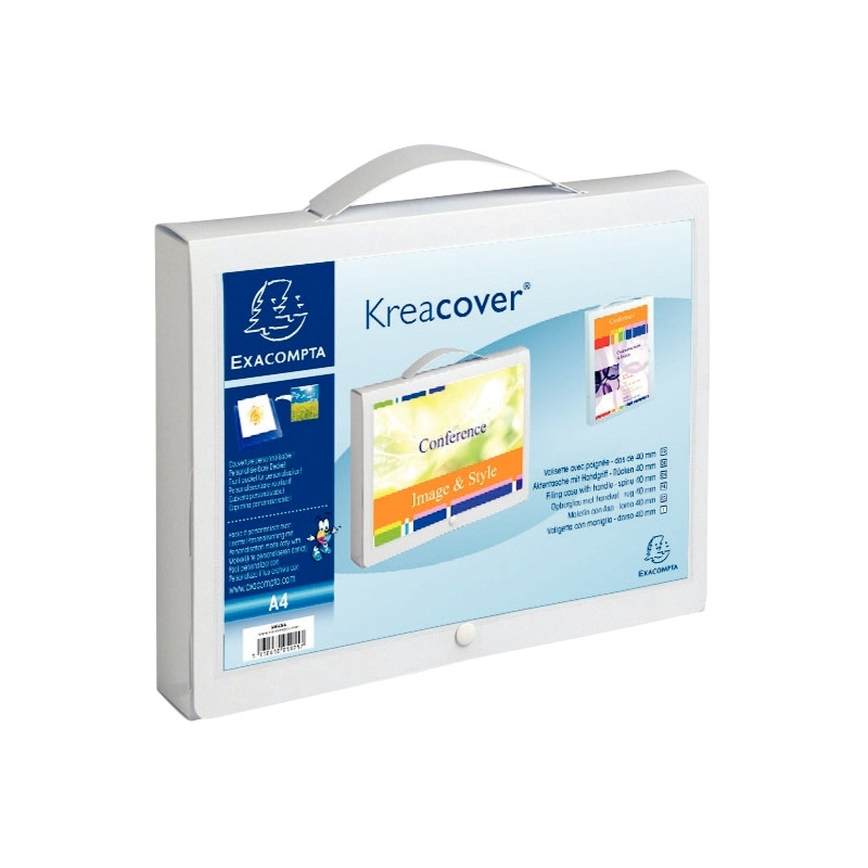 Valisette personnalisable KREACOVER en polypropylène, dos 4 cm, blanc