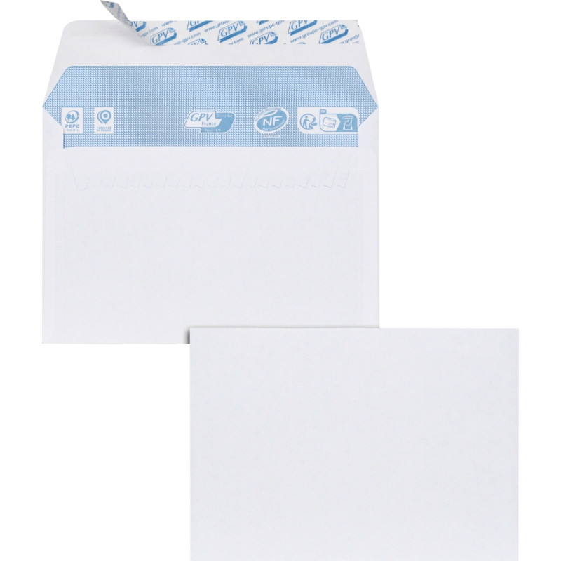 Paquet de 100 enveloppes blanches 114x162mm 80g bande siliconée