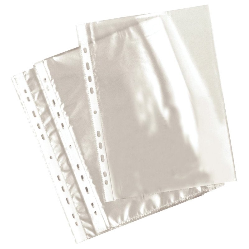 Sachet de 100 pochettes perforées en polypropylène lisse 5/100ème