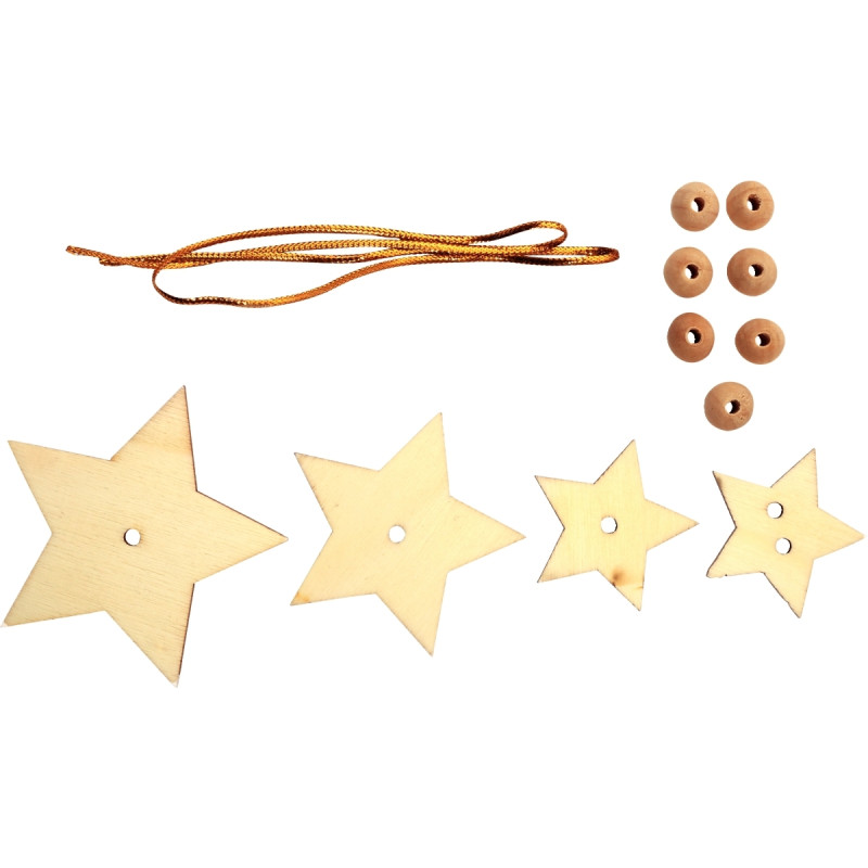 Lot de 10 suspensions étoiles 3D en bois
