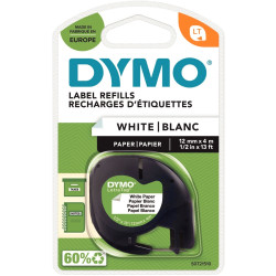 Recharge lettre papier 12 mm x 4 m noir sur blanc
