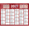 Calendrier semestriel 6 mois par face 13,5x17,5cm rouge