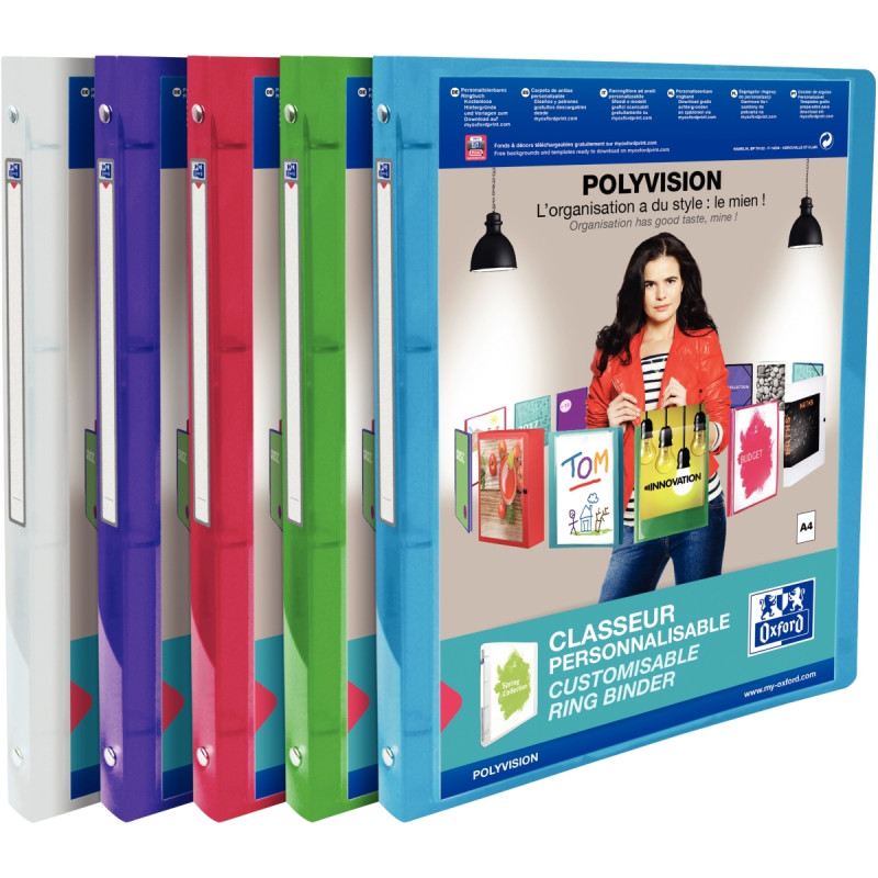 Classeur personnalisable en polypropylène POLYVISION, format A4, dos 2