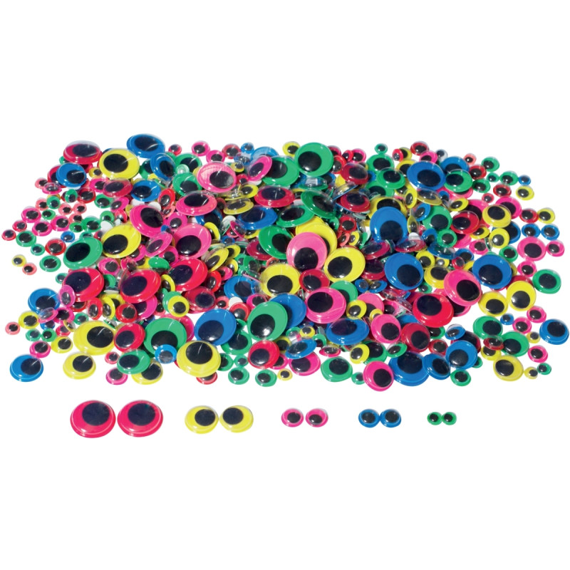 Sac de 1000 yeux mobiles adhésifs colorés