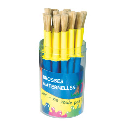 Pot de 20 brosses maternelle en soie de porc avec collerette anti sali