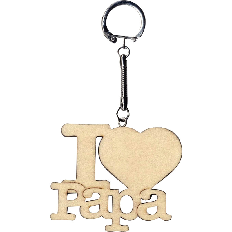 Porte-clés en bois "I love Papa"