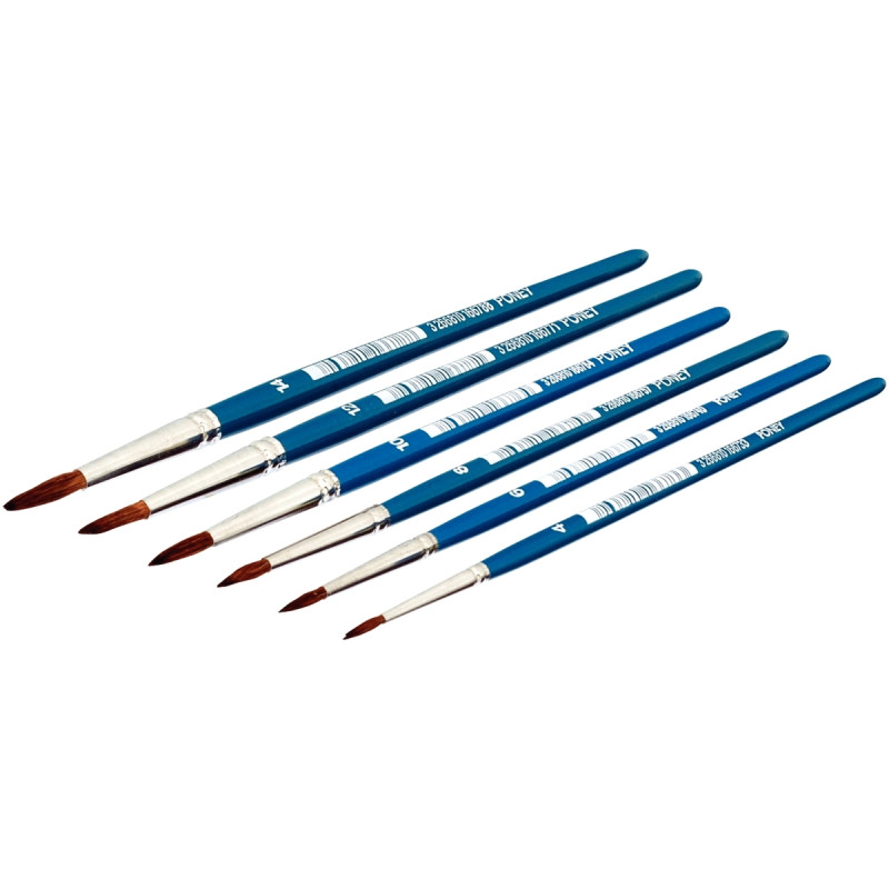 Pot de 144 pinceaux en poils de poney 24 pièces par 6 tailles assortie