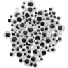 Sachet de 150 yeux mobiles adhésifs. 3 diamètres assortis