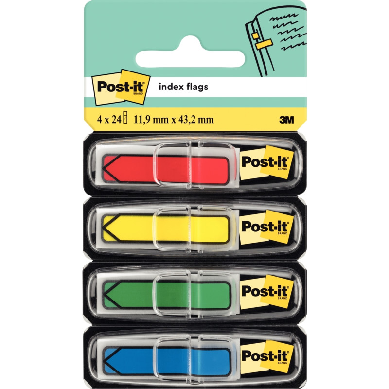 Carte de 4x24 marque-pages flèches post-it couleurs vives assorties