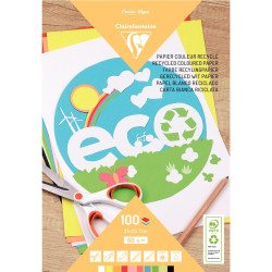 Bloc de 100 feuilles de papier dessin couleur recyclé format A4 80g