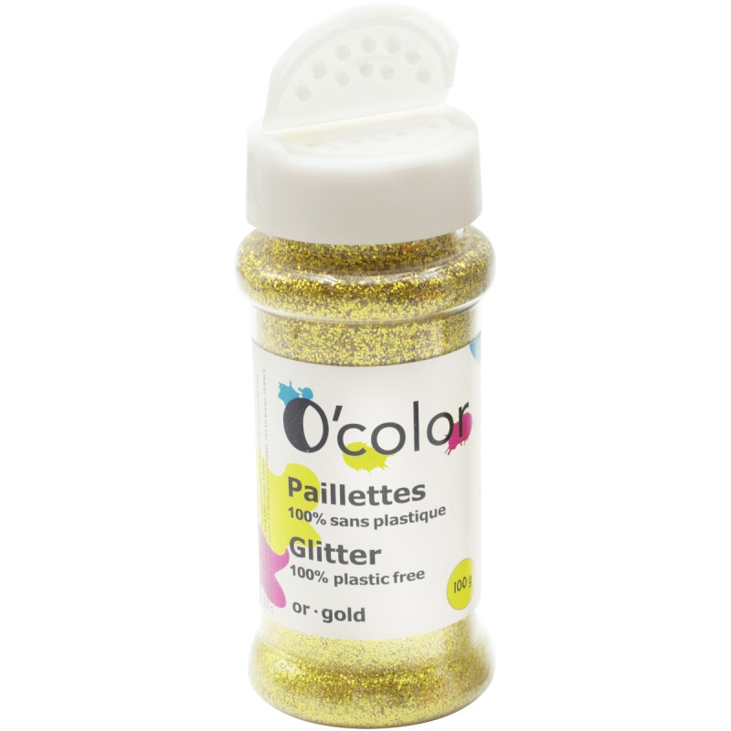 Pot de 100 grammes de paillettes sans plastique coloris or
