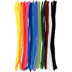 Sachet de 36 chenilles diamètre 6mm longueur 30cm. 12 coloris assortis