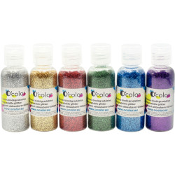 Shaker de paillettes biodégradables 6x22grammes coloris assortis