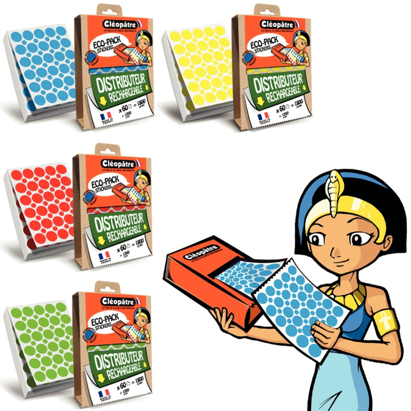 Lot 4 ecopack de 12000 gommettes rondes assorties