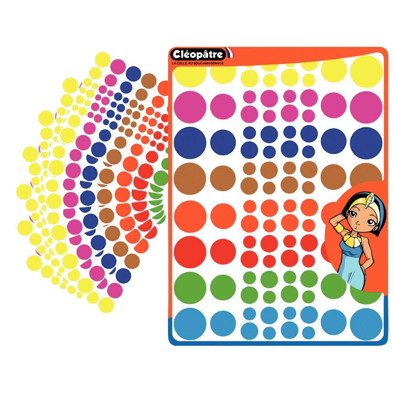 Pochette de 768 gommettes rondes adhésives assorties