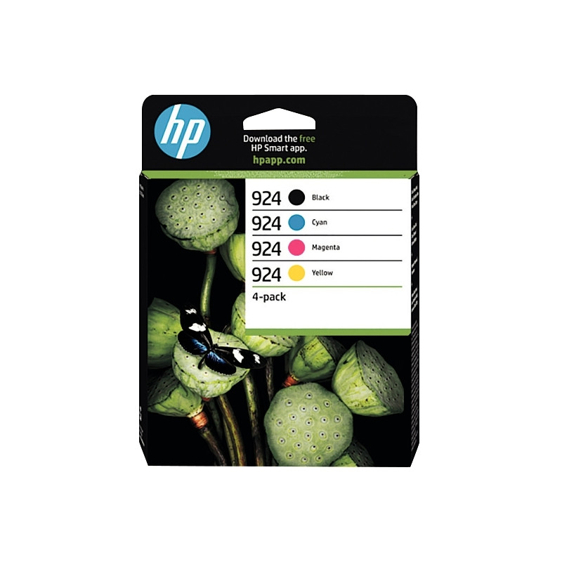 HP 924 pack de 4 cartouches d'encre noire, cyan, magenta et jaune auth