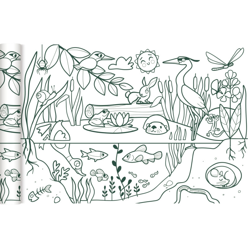 Rouleau fresque à colorier l'écosystème