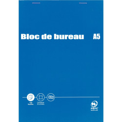 Bloc de bureau 100 feuilles, format A5, quadrillé 5x5, papier 60g