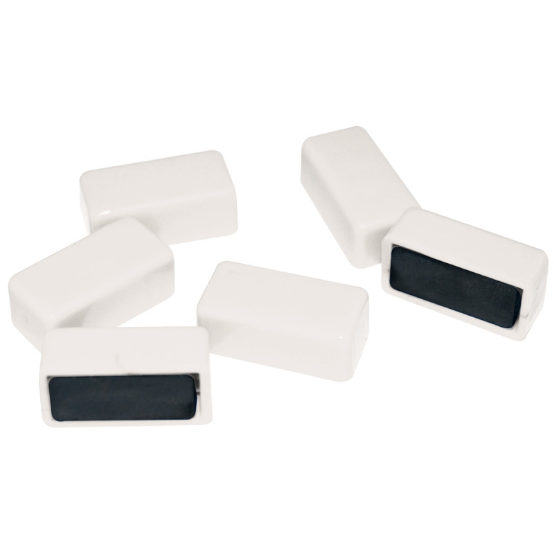 Blister de 6 punaises magnétiques 12x25 mm blanc
