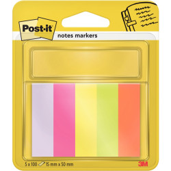 Blister de 5 distributeurs de 100 marque-pages notes markers post-it,