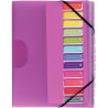 Trieur en polypropylène 3 rabats + élastiques COLOR FRESH 12 compartim