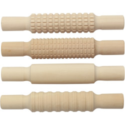 Lot de 4 rouleaux en bois à empreinte