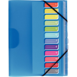 Trieur en polypropylène 3 rabats + élastiques COLOR FRESH 12 compartim