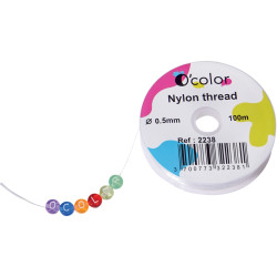 Bobine de 100 m de fil nylon diamètre 0,50 mm