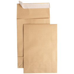 Paquet de 50 pochettes kraft armé 280x410mm soufflet 90mm bande silico