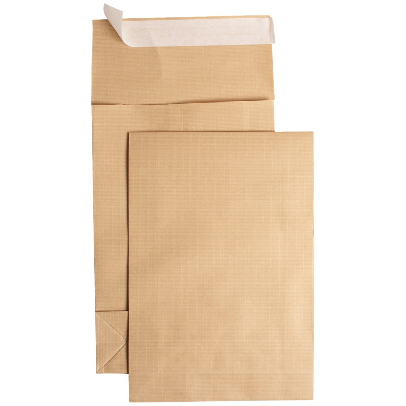 Paquet de 50 pochettes kraft armé 280x410mm soufflet 90mm bande silico
