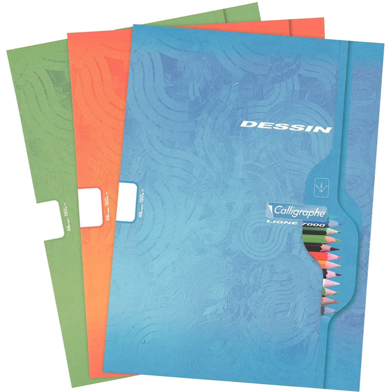Cahier de dessin 48 pages, 24x32 cm, uni blanc, papier 120g