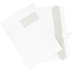 Boite de 250 enveloppes blanches 229x324mm 90g bande siliconée fenêtre