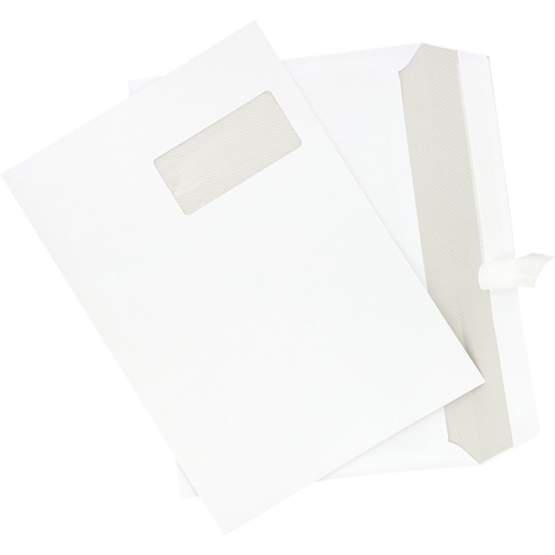 Boite de 250 enveloppes blanches 229x324mm 90g bande siliconée fenêtre