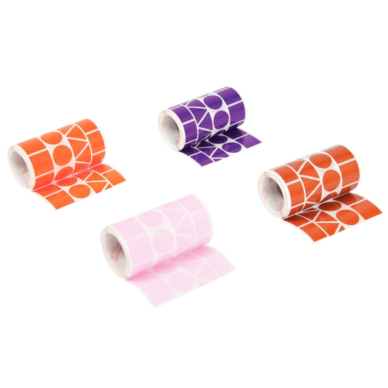 Lot de 4 rouleaux de maxi gommettes géométriques adhésives, couleurs p