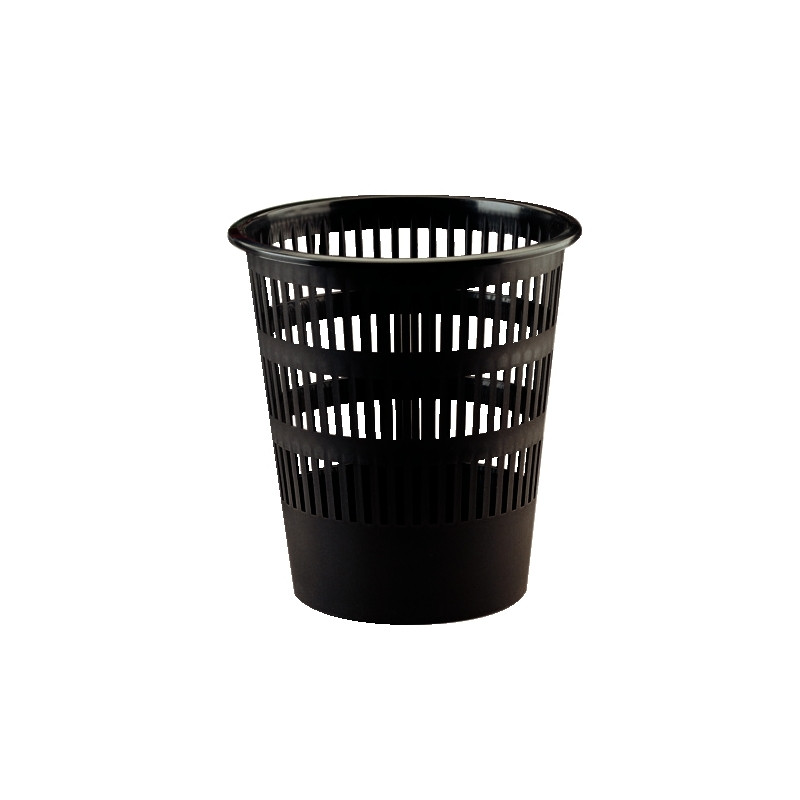 Corbeille à papier en plastique recyclé ajourée 16L noire