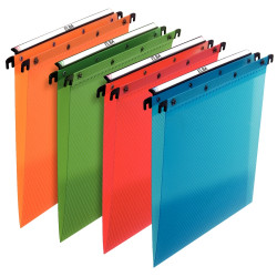 Paquet de 10 dossiers suspendus en PP translucide pour tiroir, dos V,