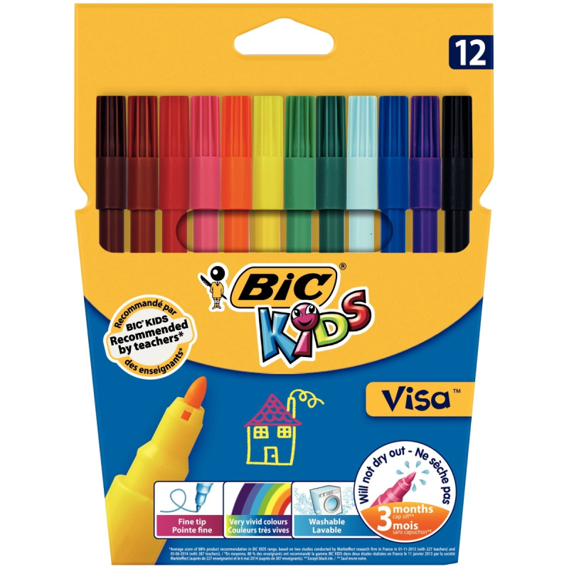 Lot de 25 pochettes de 12 feutres Visa assortis dont 5 gratuites
