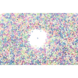 Bocal de 500 grammes de perles rocailles irisées diamètre 2,5 mm assor