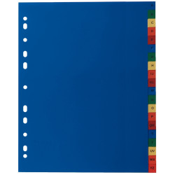 Jeu de 20 intercalaires alphabétiques en polypropylène coloré, format