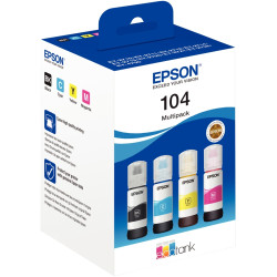 Epson 104 pack de 4 flacons jet d'encre noire, cyan, magenta et jaune