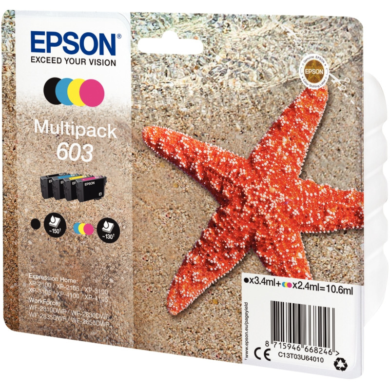 Epson ETOILE DE MER / 603 lot 4 cartouches encre noire, cyan, magenta,