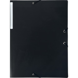 Chemise 3 rabats à élastiques en polypropylène opaque 4/10ème, noir