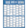 Calendrier annuel 14 mois 55x43cm bleu