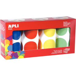 Lot de 4 rouleaux de maxi gommettes adhésives rondes diamètre 45mm, co