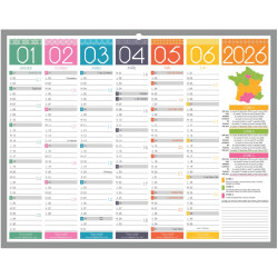 Calendrier semestriel 6 mois par face Tendance 21x26,5cm